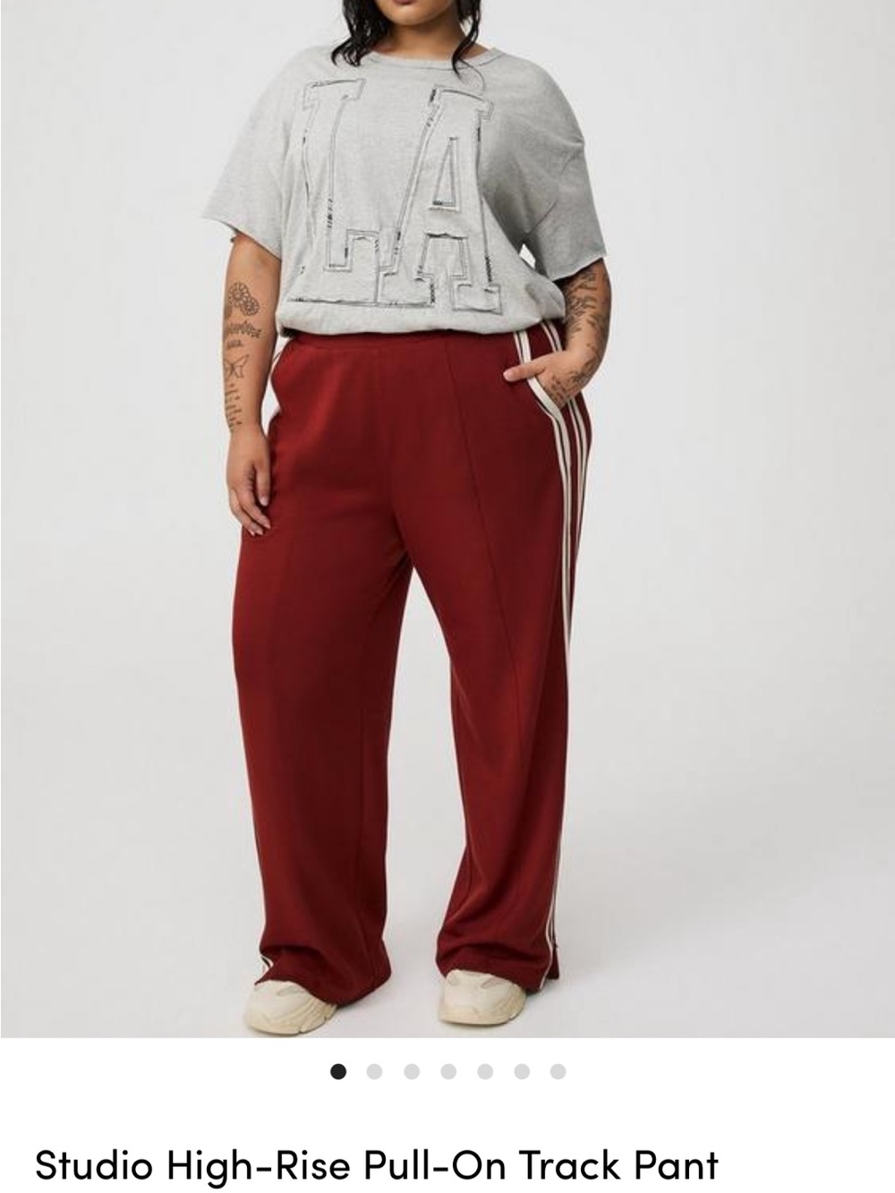 torrid (Burgundy) Brick Wide-Leg Track Pants with Side Stripes sz 1R